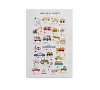 Vehicle Alphabet Art ABC Transport A-Z Transport Montessori Education Vehicle Poster Boys Kindergarten Knowledge ABC Transport Truck Art Poster Canvas Poster Bedroom Decor Landscape Office Room Decor