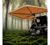 Vehicle Awning, 270 Degree, Rooftop Pullout Ripstop UPF50+ Side Awning, Reinforced Hinges & Poles for SUV/Truck/Van Waterproof Car Awning Sun Shelter for Camping
