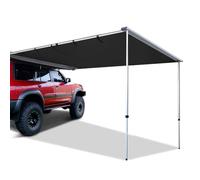 Vehicle Awning Roof Rack Pull-Out Sun Shade Coverage PU3000mm UV50+ Retractable Weatherproof Car Side Awning for SUV Camping & Overland ( Black/Khaki )(Color:Black,Size:160*250cm/5.2*8.2ft)