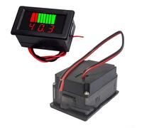 Vehicle Battery Voltage Meter with Waterproof Digital Gauge and 8 Level Power Bars Display for 6V to 100V DC Voltage Range (waterproof red)