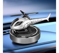 Vehicle Diffuser with Solar Panel Powered Rotating Helicopter Design, Provides Consistent Air Freshening and Natural Scent Using Plant Extract Tablets (silver)