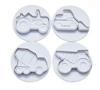 Vehicle Digger Truck Cookie Stamps Set 4PCS - Spring Embossing Molds for DIY Baking, Biscuit Moulds