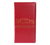 Vehicle Document Holder: Leather Document Holder, Car License Case, Business Card Holder | Compact Organizer for Driver's License, Vehicle Documents, Registration, red, Please refer to the description