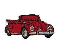Vehicle Embroidered Patches, Multi-Coloured, Fabric, 6 Centimetres, Round, Iron-On and Sew-On Badges for Jackets, Backpacks, Bags and DIY Crafts (Red Beetle Car)