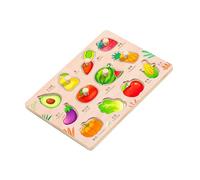 Vehicle Fruit Wooden Peg Puzzles For Kids Ages 3-6 Vegetables Animals Educational Block Shape Matching Play Baby First Wooden Puzzle Gift Set