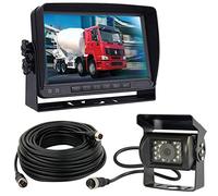 Vehicle Parking Camera Monitor Kit 7" LCD HD Monitor with Sun Shade Bracket | Waterproof 18LED Night Vision Reversing Backup Rear View Camera with 10M Cable for RV/Bus/Trailer/Truck 12V-24V