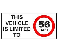 Vehicle Speed Limit Sticker 56 MPH, 120mm x 60mm, Pack of 2