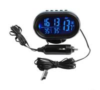 Vehicle Temperature Clock with Digital Display and Volt Meter for Enhanced Car Utility (blue)
