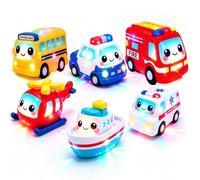 Vehicles Light Up Bath Toys Set, 6 Pack, Water-Activated Light Up Cartoon Car Toys Flash & Change Color, Easy-Grip Baby Toddler Toy, Sensory Toys with Bath Lights for Kids Bath Toys Cute Birthday Gift