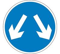 Vehicles May Pass Either Side To Reach Same Destination Safety Sign Funny Metal Sign Crossing Traffic Novelty Square Sign 12x12 inch