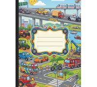 Vehicles of Wonder Composition Notebook Wide Ruled for School Boys and Teens: Action-Packed Transport Artistic Motif Journal 200 Pages Large Size