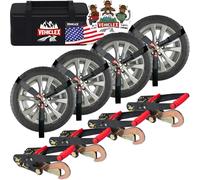 Vehiclex 4 Pack 2" x 10' Wheel Tie Down Straps with Snap Hooks - 11023 lbs BS Ratchet Straps - Ultimate Car Tie Down Straps for Trailers