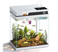 Vehipa YYG300 16L Nano Aquarium Complete Set with 4-in-1 | Compact size, automatic feeder, 8 LED colours, temperature display, adjustable water flow, integrated humidifier