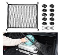 VEHIRIE Cargo Net Luggage Net 80 x 60 cm Universal Car Boot Net with Fixing Hooks 10Pcs D-Rings Elastic Storage Mesh for Car Van SUV
