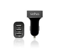 Veho Triple USB 5V 5.1A Car Power Charger for Smartphones & Tablets, Action Cameras, Power Banks, Portable Speakers - Black (VAA-010)