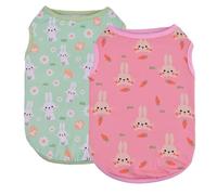 Vehomy 2-Pack Easter Dog Shirt Puppy Shirts with Bunny Egg Carrot Patterns Dog Rabbit Clothes Outfit Cotume Easter Pet Sleeveless T-Shirt Tank Tops Vest for Small Medium Large Dogs S