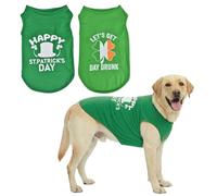 Vehomy 2-Pack st Patricks Day Dog Shirt Irish Holiday Green Dog Shirts with Shamrock Patterns Pet Saint Patricks Clover Clothes Outfit Sleeveless T-Shirt for Small Medium Large Dogs 3XL