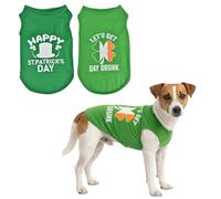 Vehomy 2-Pack st Patricks Day Dog Shirt Irish Holiday Green Dog Shirts with Shamrock Patterns Pet Saint Patricks Clover Clothes Outfit Sleeveless T-Shirt for Small Medium Large Dogs XS