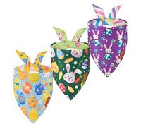 Vehomy 3-Pack Easter Dog Bandana Reversible Dog Bandanas Easter Egg Dog Bandanas Bunny Dog Scarfs Cat Triangular Bibs Easter Rabbit Pet Bandanas Scarves for Small Medium Large Dogs XL