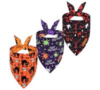 Vehomy 3-Pack Halloween Dog Bandana Dog Halloween Bandanas Reversible Pet Bandanas with Pumpkin Spider Bat Patterns Cat Halloween Scarfs Pet Triangular Bibs for Small Medium Large Dogs L