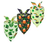 Vehomy 3-Pack St. Patrick's Day Dog Bandana Reversible Dog Bandanas Shamrock Dog Scarfs Cat Triangular Bibs Pet Irish Bandanas Scarves for Small Medium Large Dogs XL