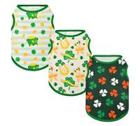 Vehomy 3-Pack St Patrick's Day Dog Shirt Lucky Shamrock Dog Clothes Stripe Dog Shirt with Clover Pattern St Patricks Dog Vest Irish Puppy Tank Top Sleeveless Shirt Outfit for Small Medium Dogs XL