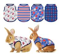 Vehomy 4th of July Small Pet Clothes - 4 Pack Independence Day Rabbit Shirts USA Flag Rabbit Costume Outfit Small Animal Vest for Ferrets Guinea Pigs Bunnies Kittens Puppies Circular Patterns S