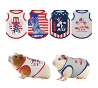 Vehomy 4th of July Small Pet Clothes - 4 Pack Independence Day Rabbit Shirts USA Flag Rabbit Costume Outfit Small Animal Vest for Ferrets Guinea Pigs Bunnies Kittens Puppies Positioning Patterns XS