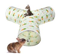 Vehomy Cat Tunnel Bunny Rabbit Kitten 3 Way Collapsible Tunnel with Cute Carrot Patterns Small Pet Hideout Activity Tunnel Tube Toy for Rabbit Cat Bunny Kitten Dwarf Guinea Pig Y Shape