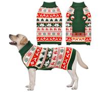 Vehomy Dog Christmas Sweater Warm Pet Xmas Turtleneck Sweater with Snowflakes Reindeers Bells Dog Christmas Knitwear Knitted Shirt Pullover Clothes for Medium Large Dogs 4XL