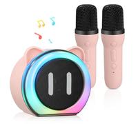 Vehoukli Microphone Children's Mini Karaoke Machine with 2 Children's Microphones Portable Bluetooth Birthday Gift for Girls Boys Adults Home Party