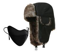 VEHYEGOI 1 Ear Protection Hat and 1 Windproof Mask, Winter Warm Hat, Waterproof Hat, Soft Plush Hat, Winter Outdoor Products Black