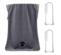 VEHYEGOI 1 Gray Pet Towel, 2 Pet Toothbrushes, Microfiber Dog Towel, Dog Towel To Dry Your Dog, Dog Bathrobe, Dog Bath Accessories, Pet Absorbent Bathrobe