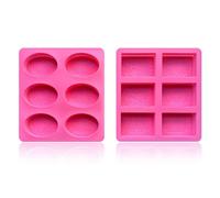 VEHYEGOI 1 Piece Of 6-Piece Square Mold And 1 Piece Of 6-Piece Oval Mold, Soap Mold, Patterned Silicone Mold, Cake Mold