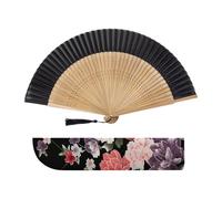 VEHYEGOI 1 Piece Of Classical Folding Fan, 1 Piece Of Folding Fan Storage Bag, Folding Hand-Held Fan, Chinese Style Folding Fan, Tassel Folding Fan, Dance Hand-Held Fan, Stage Performance Folding Fan