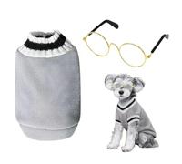 VEHYEGOI 1 Piece Pet Knitted Vest & Glasses, Dog Clothes, Grey, XXL, Modern, Unisex, Warm Clothing & Dressing Accessories