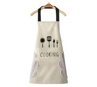VEHYEGOI 1 Piece Tableware Printed Apron, Waterproof And Stain-Proof Apron, Large Pocket Apron, Tie Apron, Kitchen Baking Apron, Gardening Apron