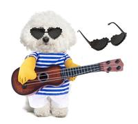 VEHYEGOI 1 Set Pet Guitar Costume & Glasses, Small Dog, Rock Star Transformation, Mixed Colors, Polyester & Plastic