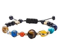 VEHYEGOI 1 Solar System and Milky Way Bracelet, 1 Adjustable Planet Necklace, Natural Stone Braided Bracelet, Creative Guardian Star Necklace, Fashion and Exquisite Jewelry.
