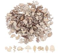 VEHYEGOI 150 Pieces Wooden Forest Animals, Forest Decoration, Scattered Decoration Autumn, Scattered Decorative Wood, Craft Materials Wood, Craft Animals, Wood Chips