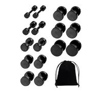 VEHYEGOI 16 Pieces of Barbell-Shaped Earrings and 1 Storage Bag, Stainless Steel Earrings, Creative Earrings, Fashionable and Simple Earrings