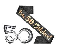 VEHYEGOI 1Pc 50Th Glasses, 1Pc 50Th Ceremonial Belt, Novelty Sunglasses, 50Th Birthday Glasses, 50Th Birthday Party Glasses, Birthday Party Glasses