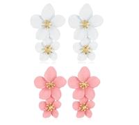 VEHYEGOI 2 Pairs of Flower Earrings, Elegant Earrings, Pendant Earrings for Women, Simple Earrings, Creative Style Earrings, Clothing Accessories