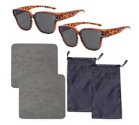VEHYEGOI 2 Pairs Of Glasses, 2 Glasses Bags, 2 Glasses Cloths, Long Sunglasses, Fishing Clip-On Sunglasses For Men
