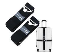 VEHYEGOI 2 Pieces Black Elastic & Metal Luggage Straps, Adjustable, Portable, Multi-functional