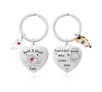 VEHYEGOI 2 Pieces Cat Lovers Keychains, Funny Keychains, Stainless Steel Engraved Keychains, Cute Decorative Pendants