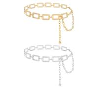 VEHYEGOI 2 Pieces Metal Waist Chains, Women's Body Chains, Personalized Fashion Waist Chains, Adjustable Chain Belts, Punk Accessories Decoration