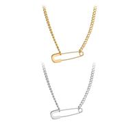 VEHYEGOI 2 Pieces Of Creative Pin Necklaces, Simple Necklaces, Personalized Pendant Necklaces, Stainless Steel Necklaces, Punk Style Necklaces