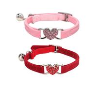 VEHYEGOI 2 Pieces Of Kitten Collars, Elastic Safety Webbing With Bells, Bell Pet Collars, Suitable For Kittens And Daily Wear (Pink, Red).