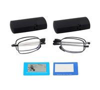 VEHYEGOI 2 Pieces Of Reading Glasses, Equipped With 2 Pieces Of Storage Boxes And 2 Pieces Of Multi-Function Test Cards, Foldable Reading Glasses, Compact Reading Glasses, Portable Reading Glasses